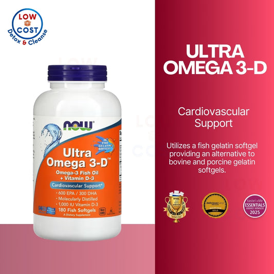 LowCOstPH| NOW Foods, Ultra Omega 3-D, 600 EPA / 300 DHA, 180 Fish Softgels