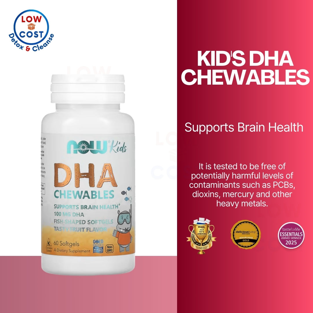 LowCostPH| NOW Supplements, DHA Kids 100 mg, Supports Brain Health*, Fruit Flavor, 60 Chewable Softg