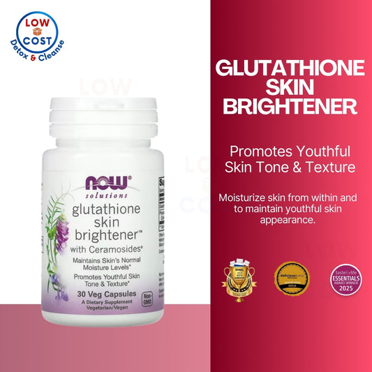 LowCost PH|  NOW Foods, Solutions, Glutathione Skin Brightener, 30 Veg Capsules