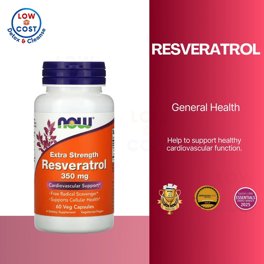 LowCostPh | NOW Foods, Resveratrol, Extra Strength Resveratrol, 350 mg, 60 Veg Capsules