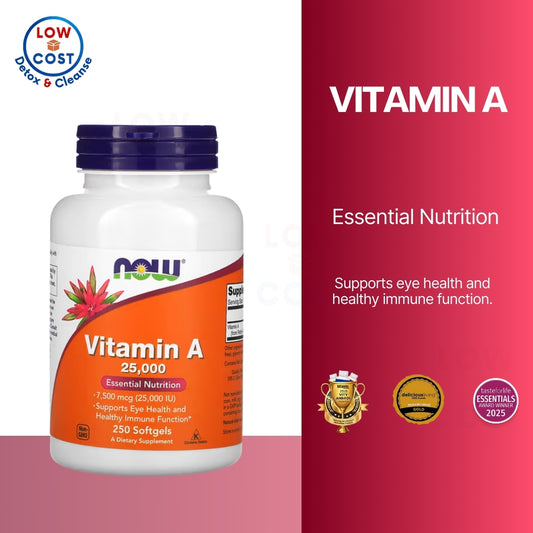 LowCostPH | Now, Vitamin A, Supports Eye Health  25,000 IU, 250 Softgels | 10,000 IU, 100 Softgels