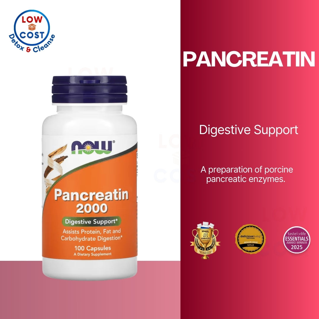 LowCostPH | NOW Foods, Pancreatin, 100 Capsules ( Assists Protein, Fat and Carbohydrate Digestion )