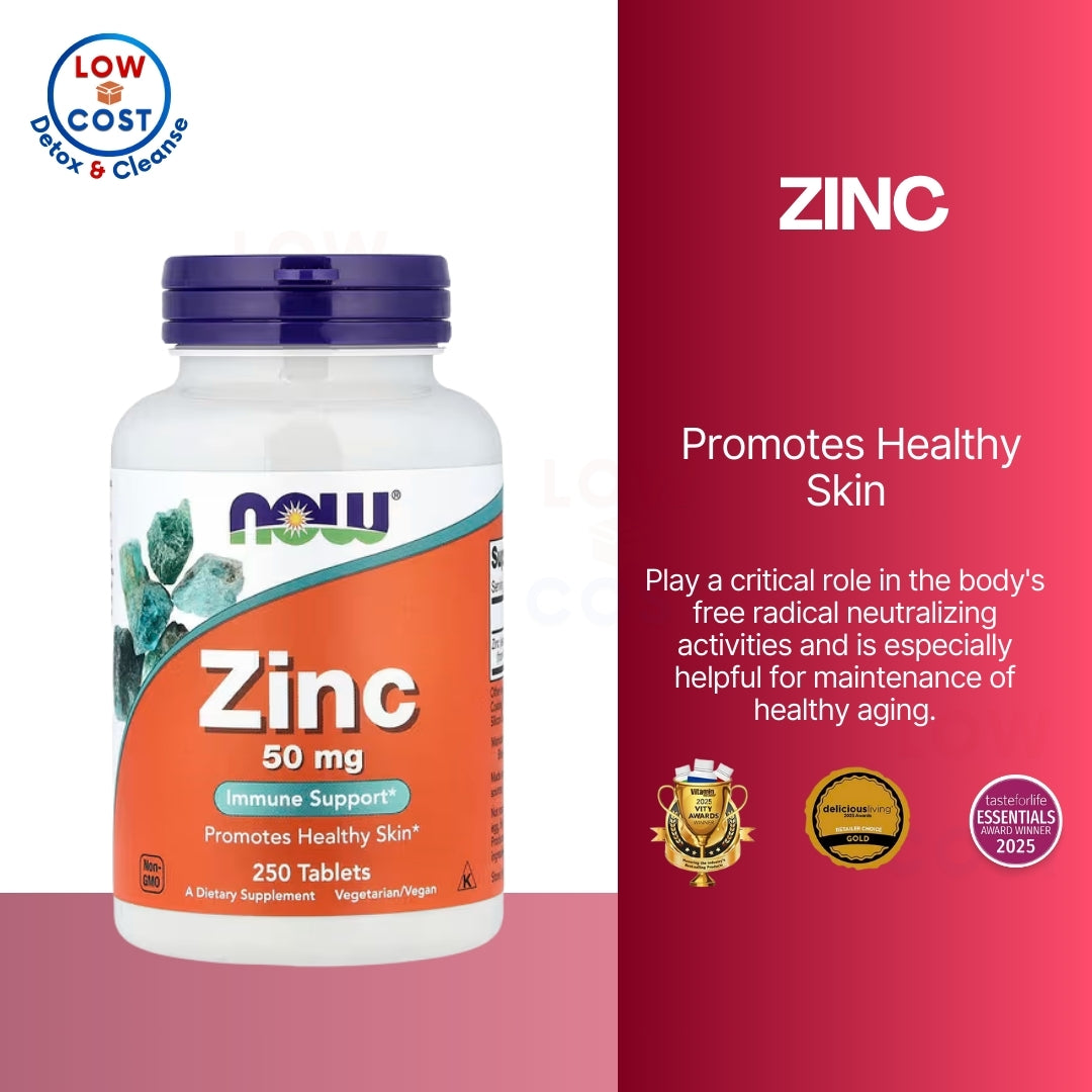 LowCostPh | NOW Foods, Zinc, 50 mg, 250 Tablets | Zinc Glycinate, 50 mg, 120 Softgels