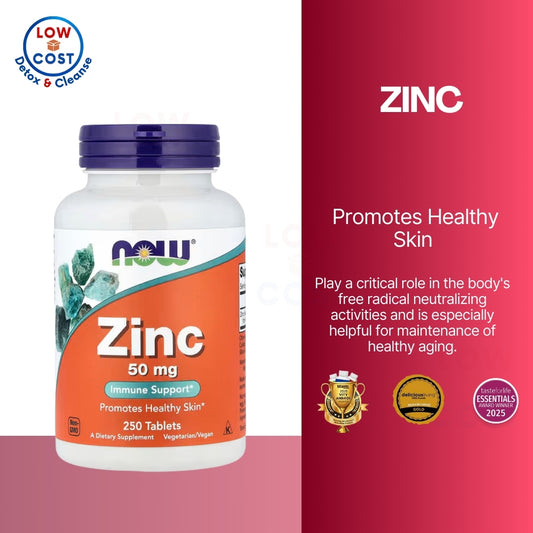 LowCostPh | NOW Foods, Zinc, 50 mg, 250 Tablets | Zinc Glycinate, 50 mg, 120 Softgels