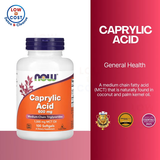 LowCostPh | NOW Foods, Caprylic Acid, 600 mg, 100 Softgels, Medium-Chain Triglycerides  1,000 mg MCT