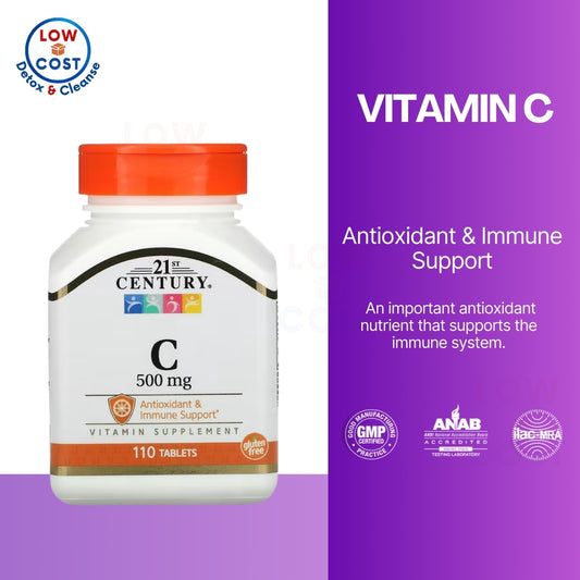 LowCostPH | 21st Century, Vitamin C, Ascorbic Acid, Antioxidant and Immune Support, 250 mg/ 500mg.