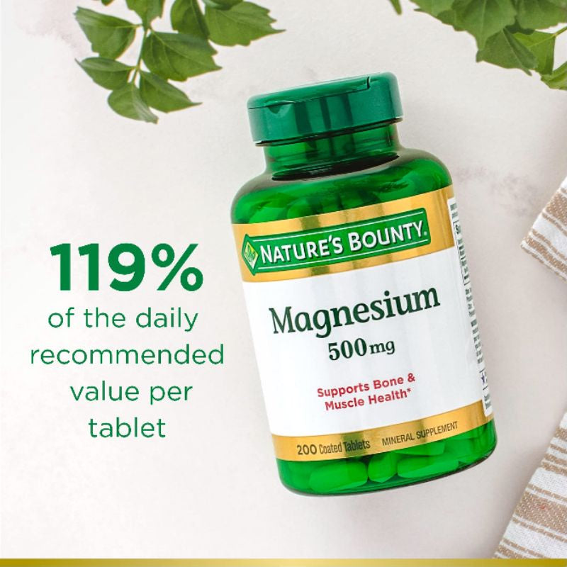 Low Cost PH | Nature's Bounty Magnesium, 500 mg, 200 Coated Tablets