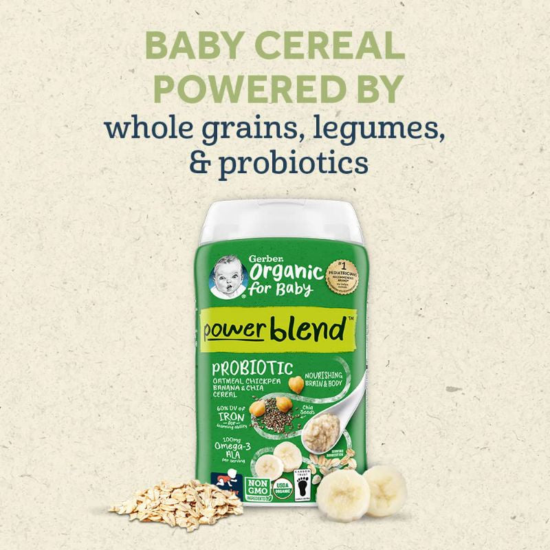 LowCostPH | Gerber, Organic for Baby, Grain & Grow, 1st & 2nd Foods, Oatmeal Banana Cereal, 227g