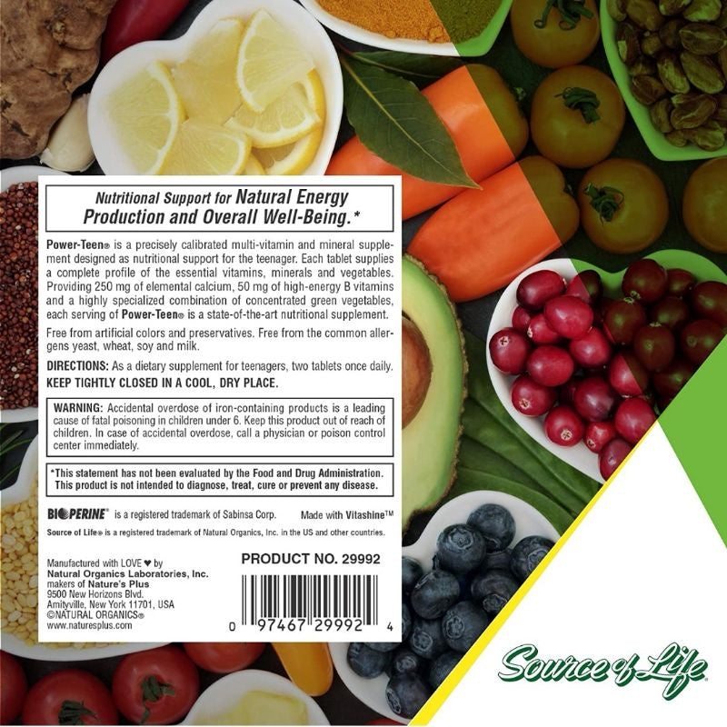 LowCostPh | NaturesPlus, Power Teen, 90 | 180 Tablets, Specialized Multinutrient for Teenagers