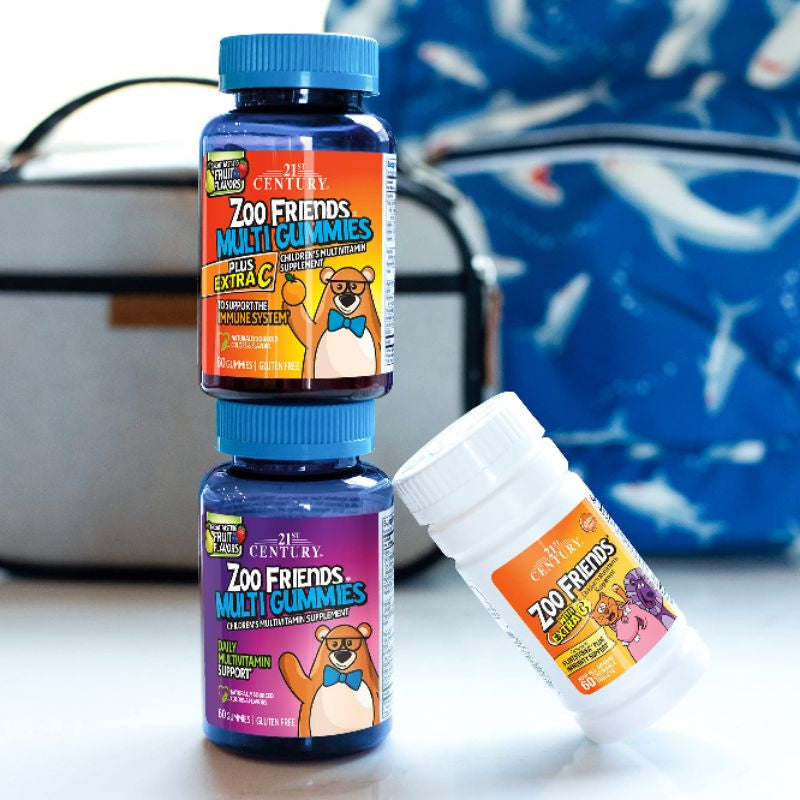 LowCostPh | 21st Century, Zoo Friends with Extra C, Orange, Multi Gummies Plus Extra C, 60 Gummies