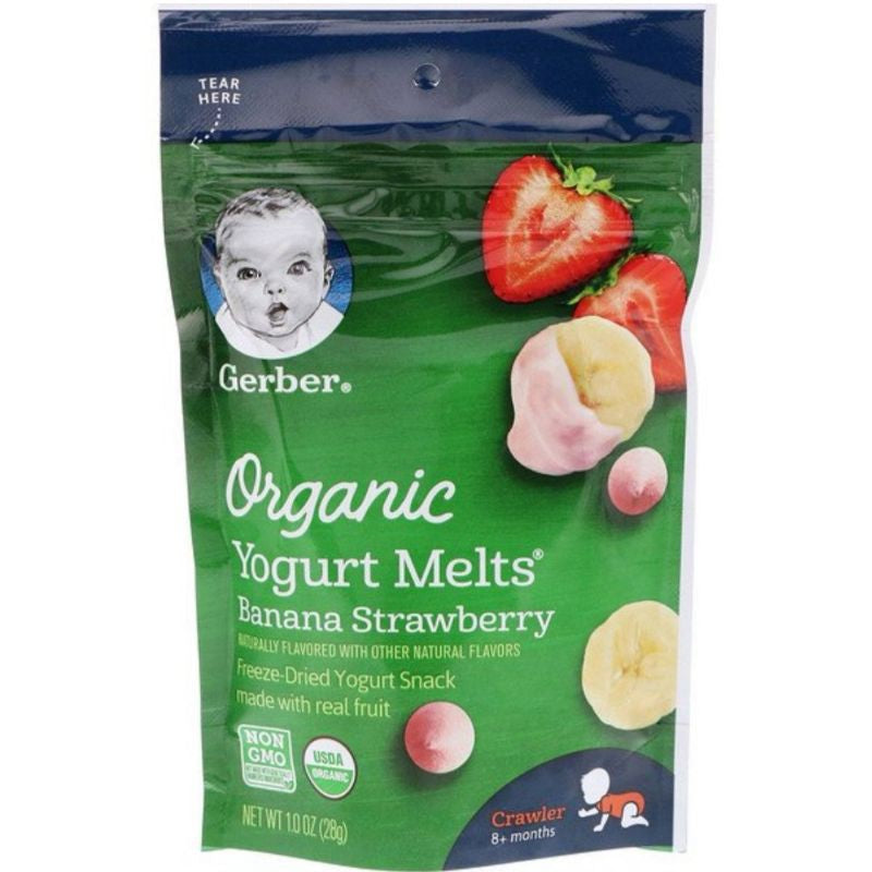 Low Cost Ph | Gerber Yogurt Melts 8+ Months Peach, Strawberry, Banana Vanilla, Organic Fruit