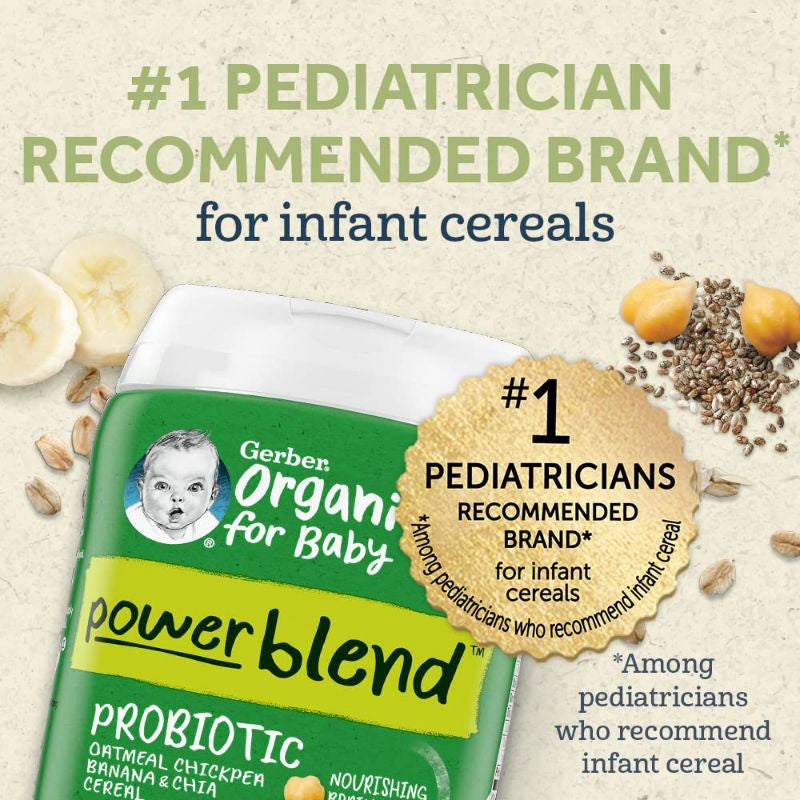 LowCostPH | Gerber, Organic for Baby, Grain & Grow, 1st & 2nd Foods, Oatmeal Banana Cereal, 227g