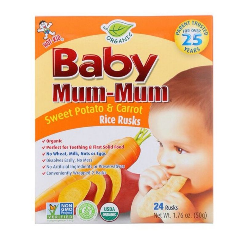 Low Cost PH | Mum-Mum, Original Rice Rusks, Banana, Apple Pumpkin, 24 Rusks, 1.76 oz.