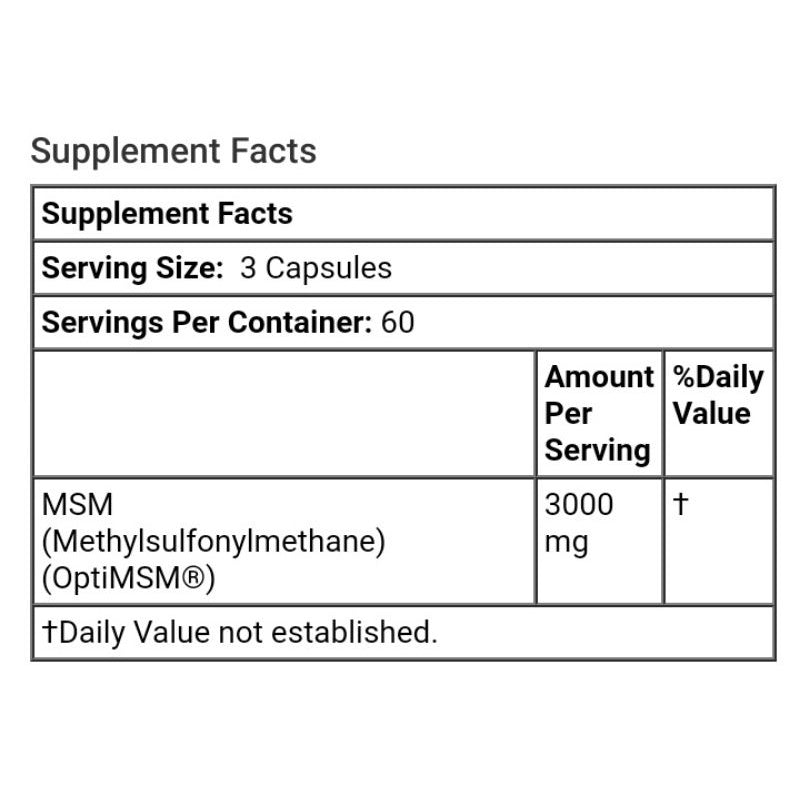 LowCostPH | Doctor's Best, MSM with OptiMSM, 1,000 mg, 180 | 360 Capsules | Powder 250g