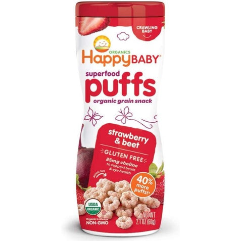 Low Cost PH | Happy Baby Puffs Organic Gluten Free Nutrient Rich Snacks Vitamins C & E Choline