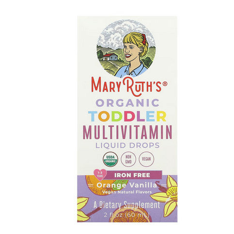 USAOnhand| MaryRuth Organics, Organic Toddler, Multivitamin Liquid Drops, Elderberry, Iron 1-3 Years