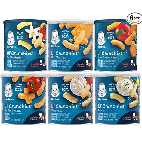 LowCostPH | Gerber, Lil' Crunchies, 8+ Months, Veggie Dip, Ranch, Garden Tomato, Apple Baby Snacks