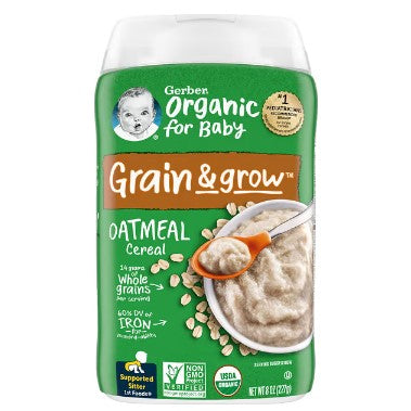 LowCostPH | Gerber, Organic for Baby, Grain & Grow, 1st & 2nd Foods, Oatmeal Banana Cereal, 227g