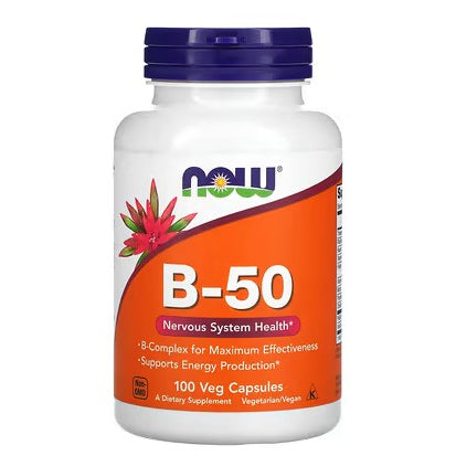 LowCostPh | NOW Foods, B-50, Veg Capsules, Nervous System Health, Non-GMO 2026 Expiry