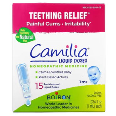 Lowcost PH | Boiron, Camilia, Teething Relief, 1 Month + , 30 Doses, 0.034 fl oz (1 ml) Each