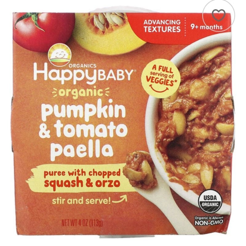 LowCostPH | Happy Baby, Organic Pumpkin & Tomato Paella, 9+ Months, 4 oz (113 g)