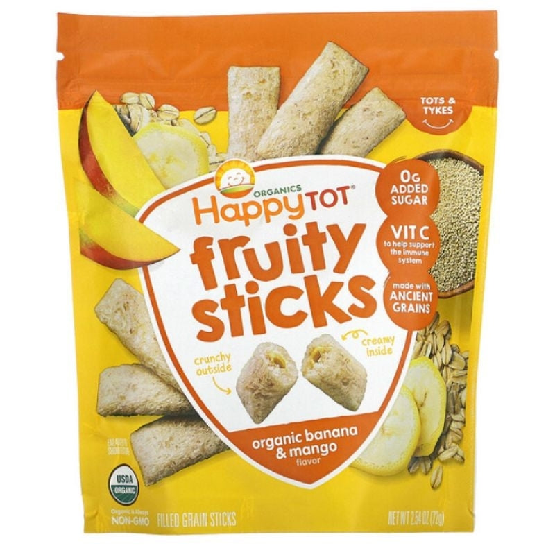 LowCostPH | Happy Tot, Fruity Sticks, Organic Banana & Mango, Organic Strawberry 2.54 oz