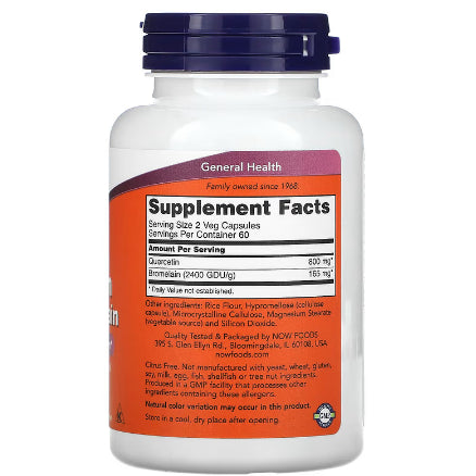 USA Onhand | Now, Quercetin with Bromelain 120 and 240 capsules