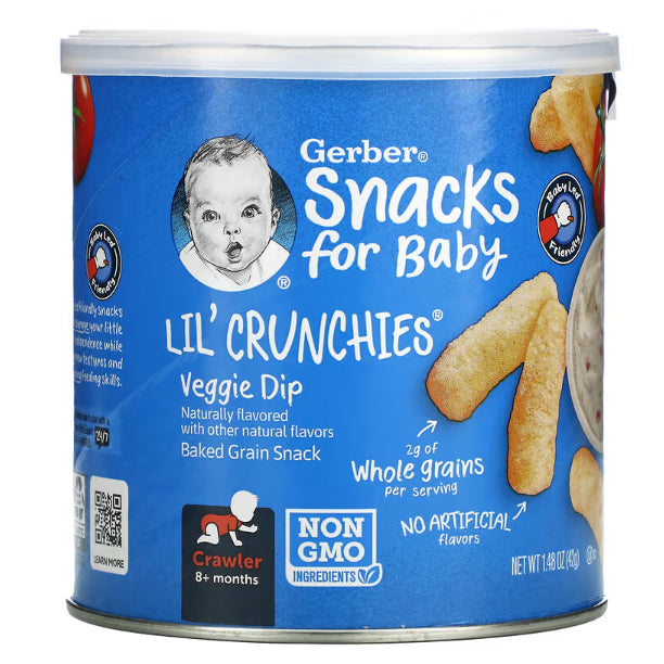LittleSunshine | Gerbers, Snacks for Baby, Lil' Crunchies, Baked Grain Snack, Wheels 8+Months,(42 g)
