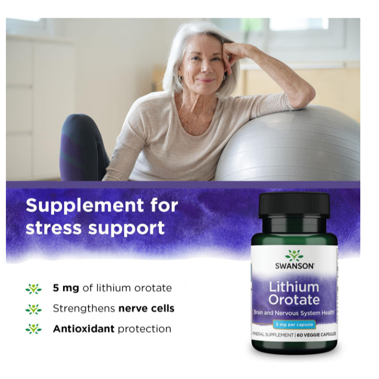 Swanson Ph | Swanson, Lithium Orotate, 5 mg, 60 Veggie Capsules. Brain and Nervous System Health