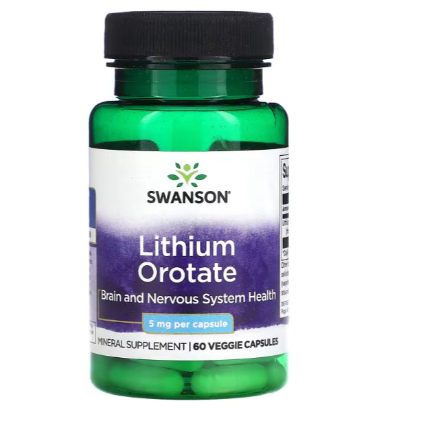 Swanson Ph | Swanson, Lithium Orotate, 5 mg, 60 Veggie Capsules. Brain and Nervous System Health