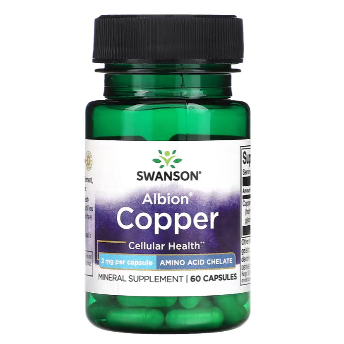LowCostPH | Swanson, Albion Copper, 2 mg, 60 Capsules. Cellular Health, Amino Acid Chelate