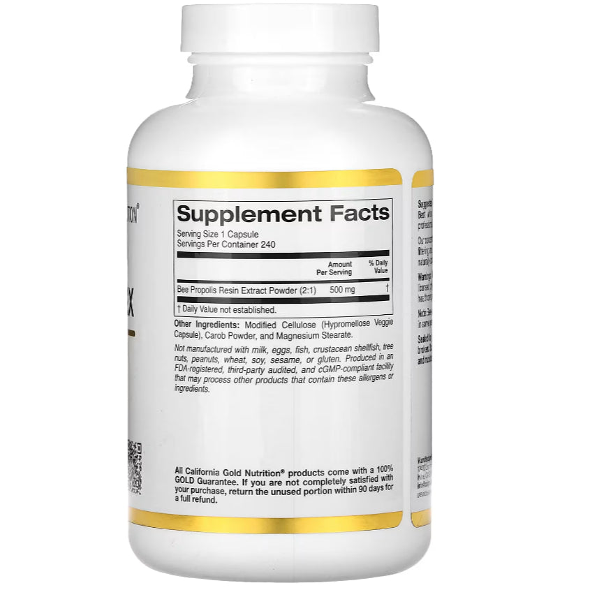 LowCostPH| California Gold Nutrition, Bee Propolis 2X, Concentrated Extract, 500 mg, 240 Veggie Caps