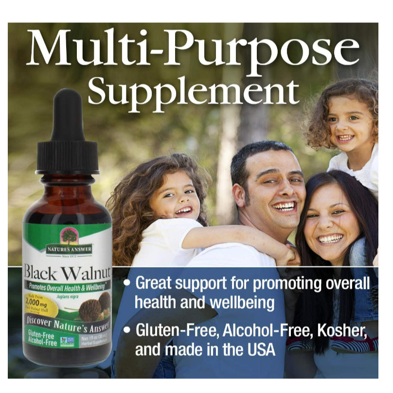LowCostPH | Nature's Answer, Black Walnut Hull, Fluid Extract, Alcohol-Free, 2,000 mg, 1 fl oz (30 m