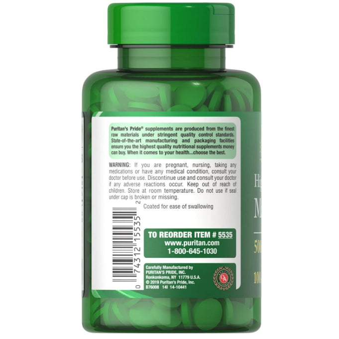 LowCost PH| Puritan's Pride High Potency Magnesium Tablets, 500 mg, 100 Count
