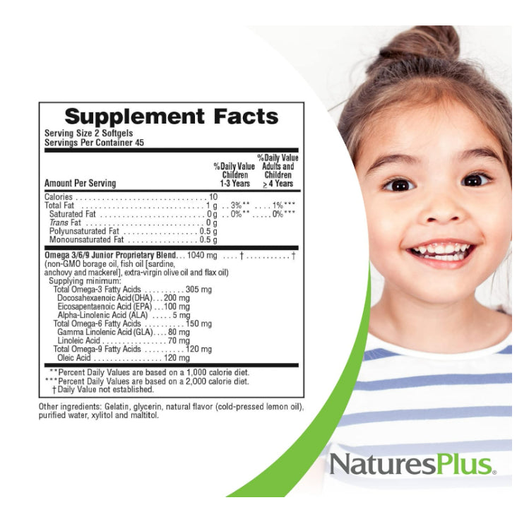LowCostPh | NaturesPlus, Animal ParadeĀ®, Omega 3/6/9 Junior, Natural Lemon, 90 Chewable Softgels