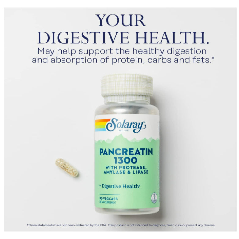 LowCostPH | Solaray, Pancreatin 1300, 90 VegCaps, With Protease, Amylase & Lipase Digestive Health