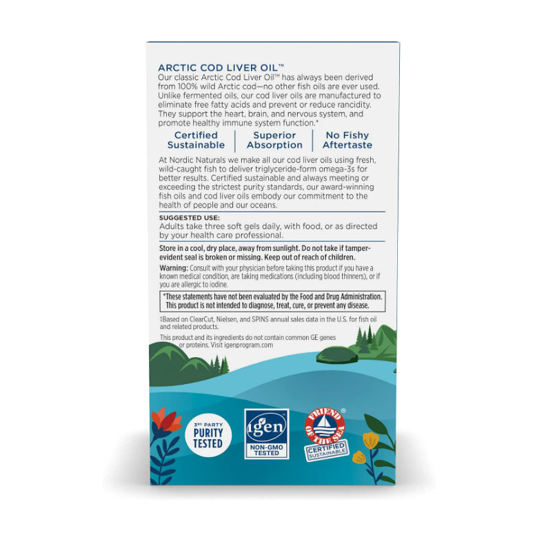 USA Onhand | Nordic Naturals, Arctic Cod Liver Oil, Lemon ( Heart & Brain Health )