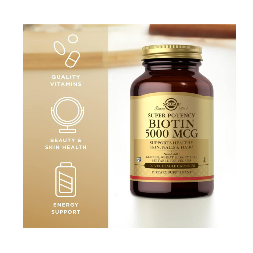 USA Onhand | Solgar, Biotin, 5,000 mcg ( Skin, Nails & Hair Support )