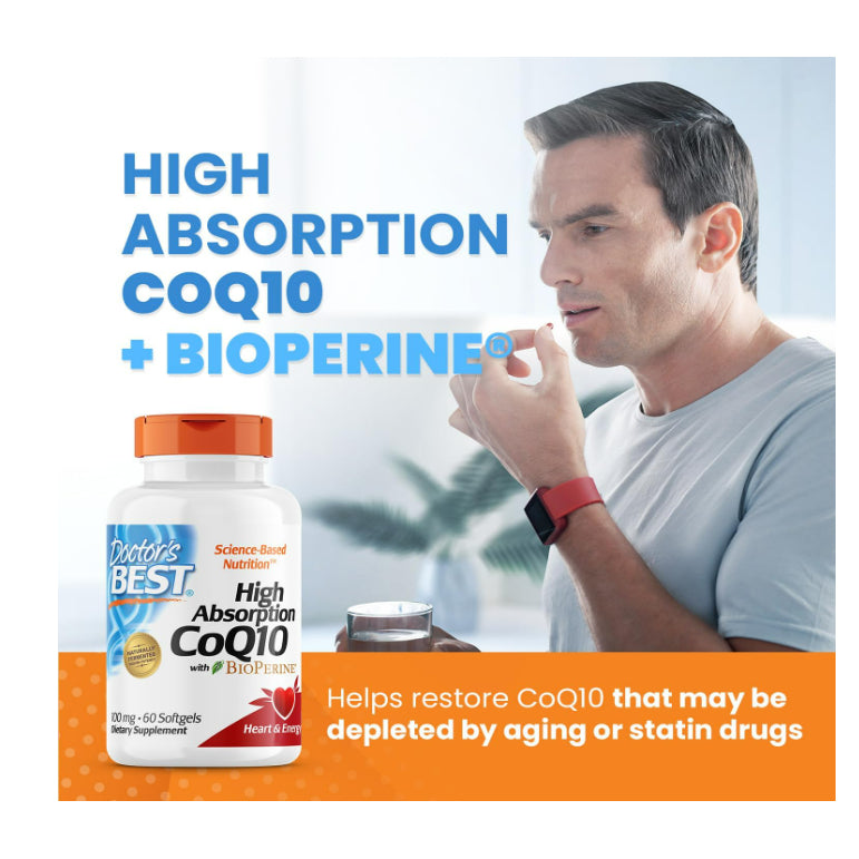 LowCostPH| Doctor's Best High Absorption CoQ10 with BioPerine, Gluten Free Naturally Fermented, Hear