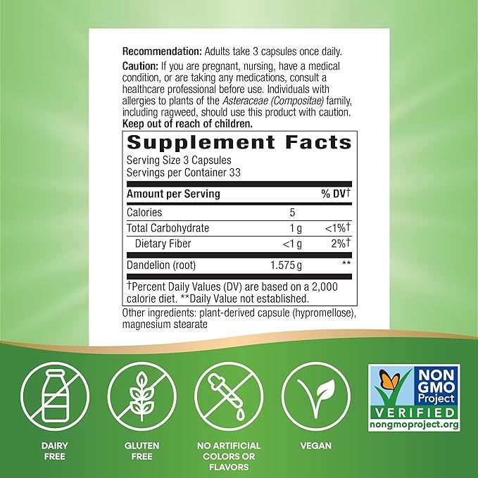 Nature's Way, Dandelion Root ( Liver Support, Digestive Aid & Overall Detoxification )