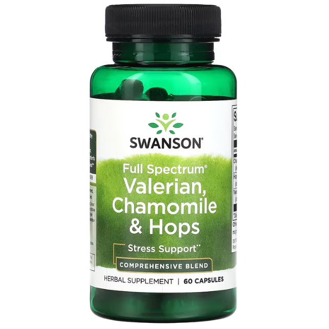 Swanson Ph | Swanson, Full Spectrum Valerian, Chamomile & Hops, 60 Capsules.Stress Support Herbal
