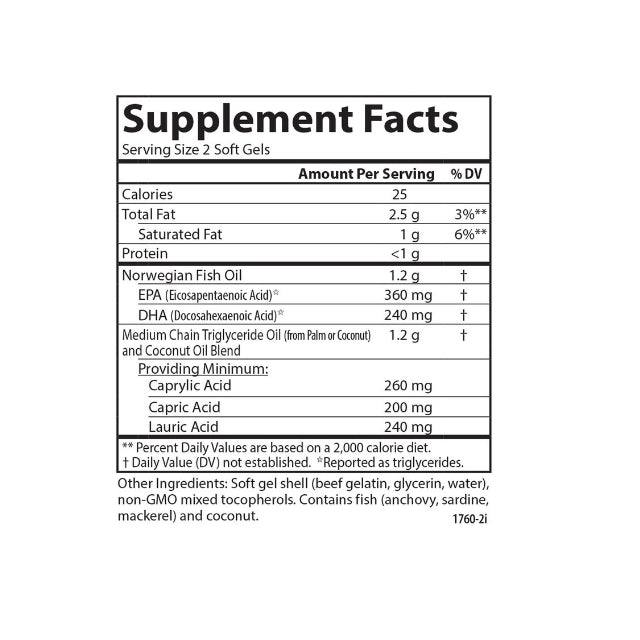 LowCostPH| Carlson, MCT & Omega-3 With Coconut & Fish Oil, 60 Soft Gels
