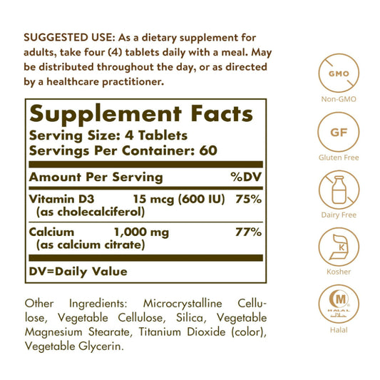 LowCostPH| Solgar, Calcium Citrate with Vitamin D3, 240 Tablets
