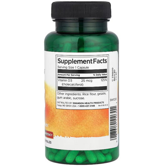 Lowcostph | Swanson, Vitamin D3, High Potency, 25 mcg (1,000 IU), 250 Capsules