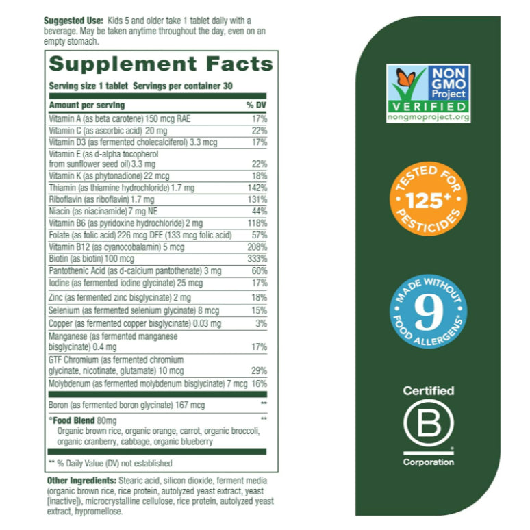 LowCostPh | MegaFood, Kids One Daily Multivitamin, 30 Tablets|Kid MegaFlora 5billion CFU| NaturesWay