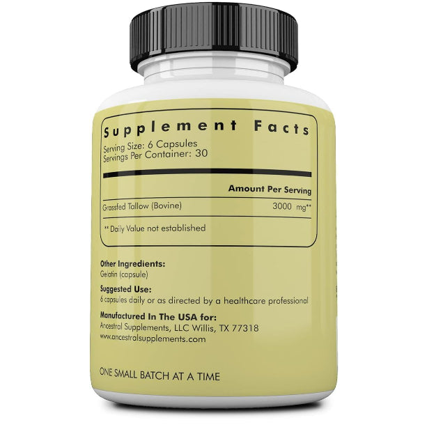 LowCost PH| Ancestral Supplements Grass Fed Beef Tallow Capsules, 3000mg, Nourishing Kidney Fat Supp