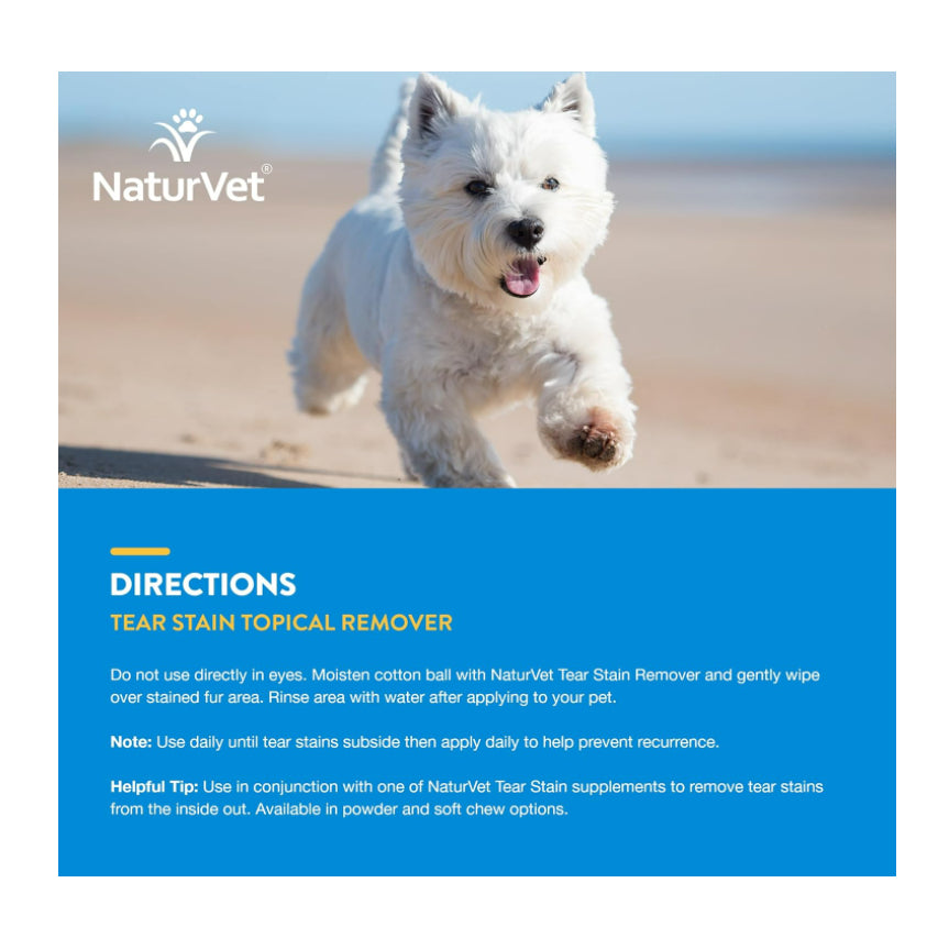 USAOnhand| NaturVet, Tear Stain, Topical Remover + Aloe Vera, For Dogs & Cats, 4 fl oz (118 ml)