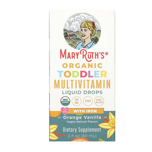 USAOnhand| MaryRuth Organics, Organic Toddler, Multivitamin Liquid Drops, Elderberry, Iron 1-3 Years