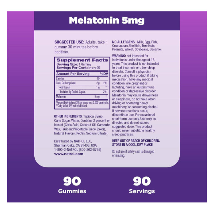 LowCostPh | Na trol, Melatonin 5mg, for Restful Sleep,5mg Strawberry-Flavored Gummies for Adult
