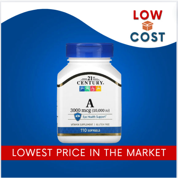 LowCostPH | 21st Century Vitamin A 10,000 IU Softgels, 110 Count. Eye Health Support.